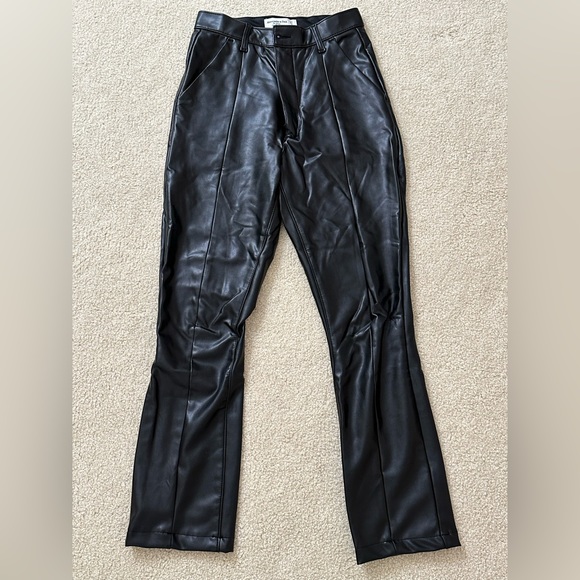 Abercrombie & fitch faux leather black pants size 4 / 27 waist - Picture 1 of 4